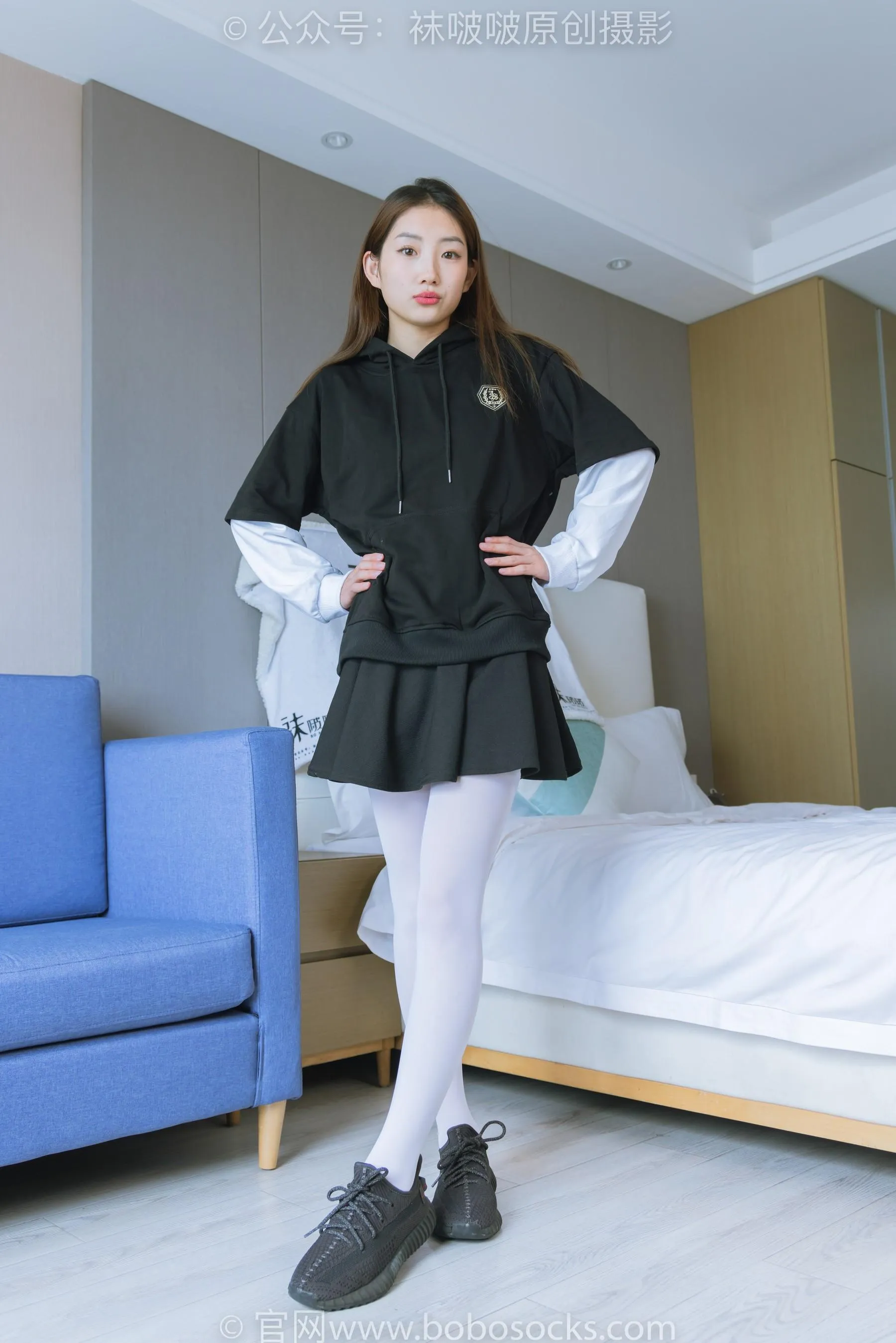 [BoBoSocks袜啵啵]NO.214 小沫-黑色运动鞋、厚白丝 [89P]插图5